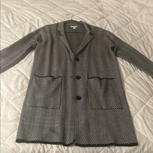 Nine West Black and White Chevron Cardigan Sweater NWOT, size medium
